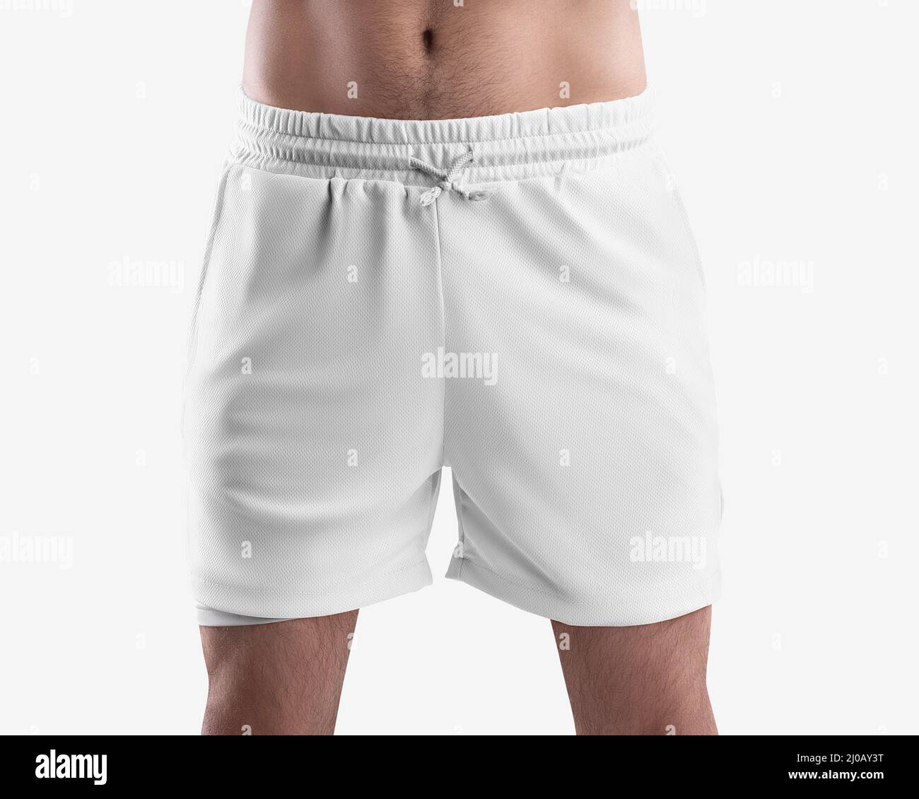 Mockup of white loose shorts for running, training, undershorts with a
