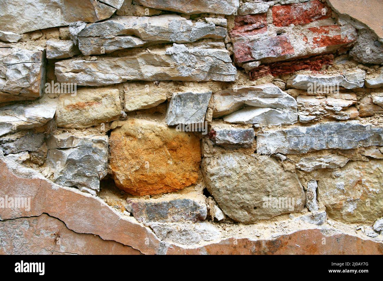 Old brick wall ragged plaster hi-res stock photography and images - Alamy