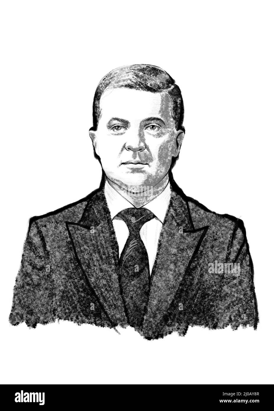 President of Ukraine Volodymyr Zelensky portrait illustration. Stock Photo