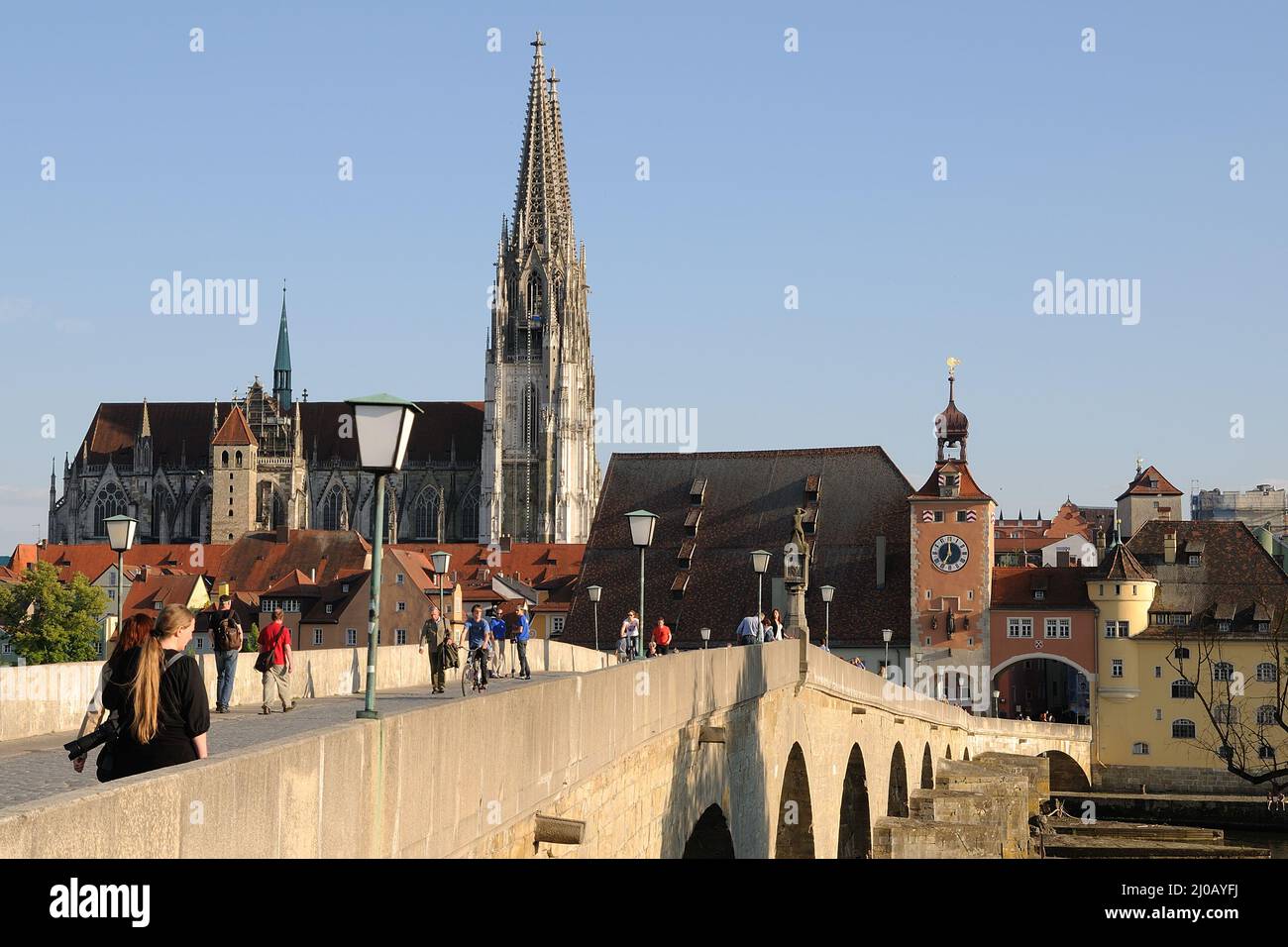 Stone Bridge Regensburg Stock Photo