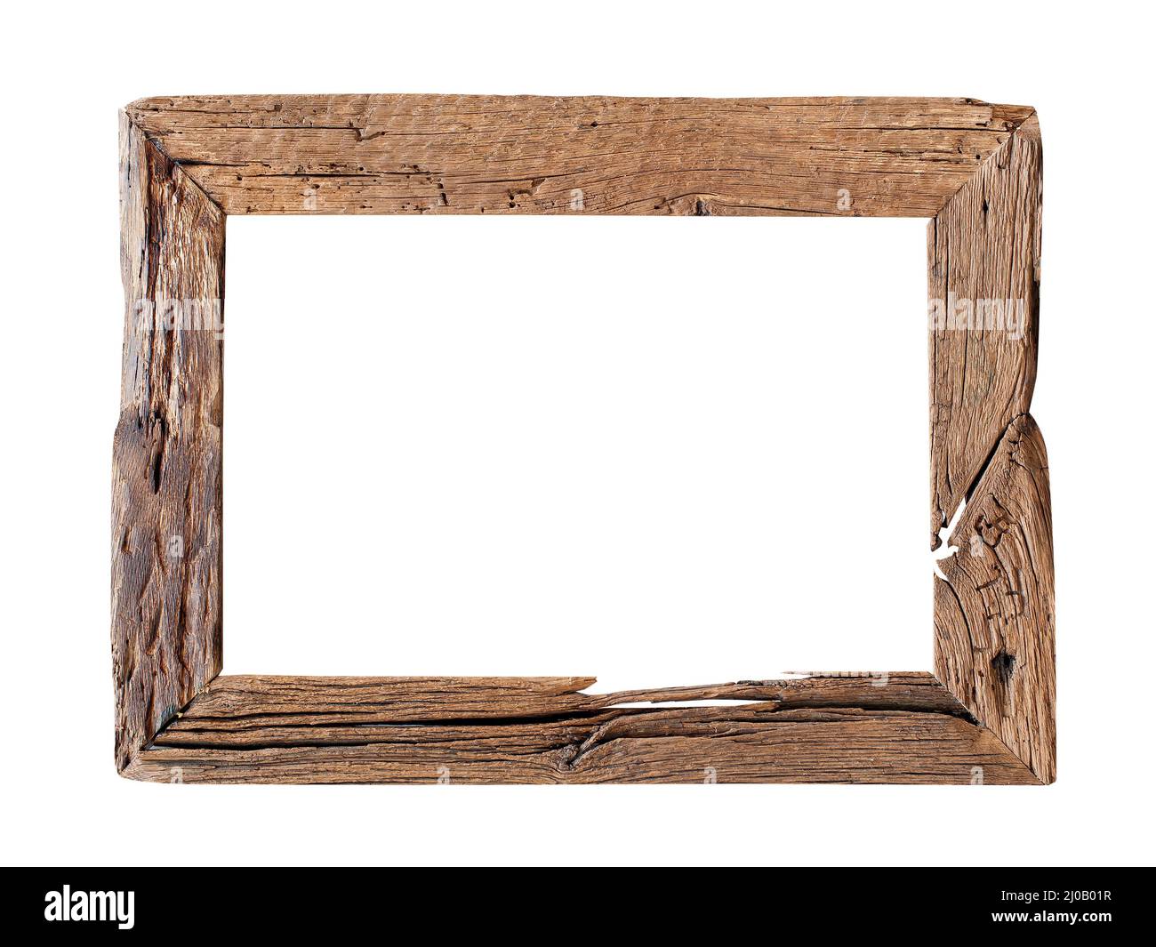 Wooden Frame. Rustic wood frame isolated on the white background with ...