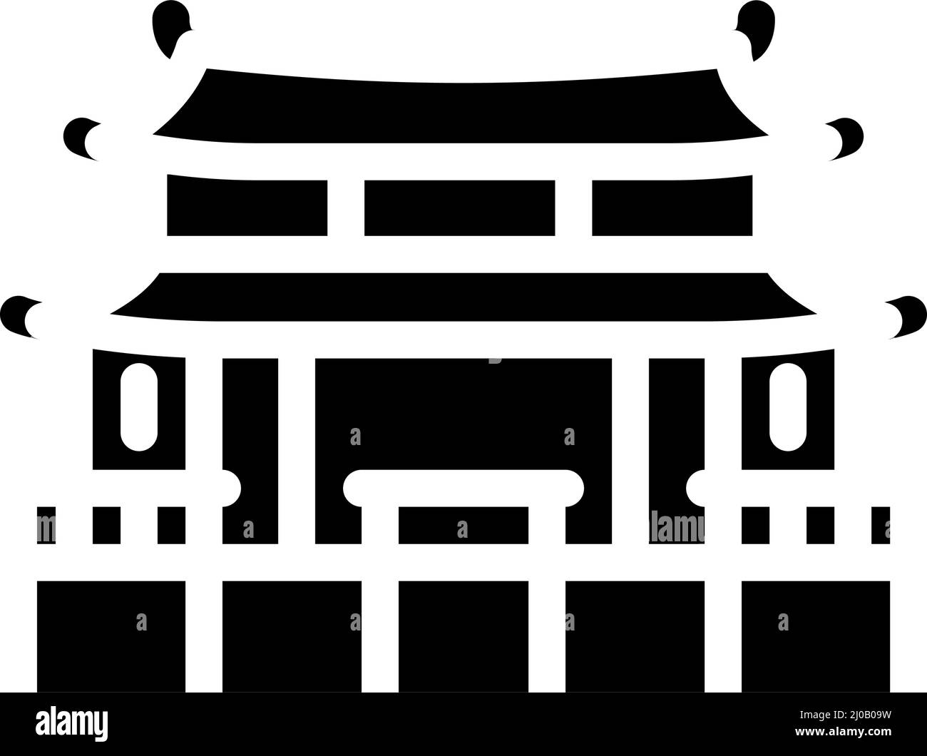 traditional chinese temple glyph icon vector illustration Stock Vector