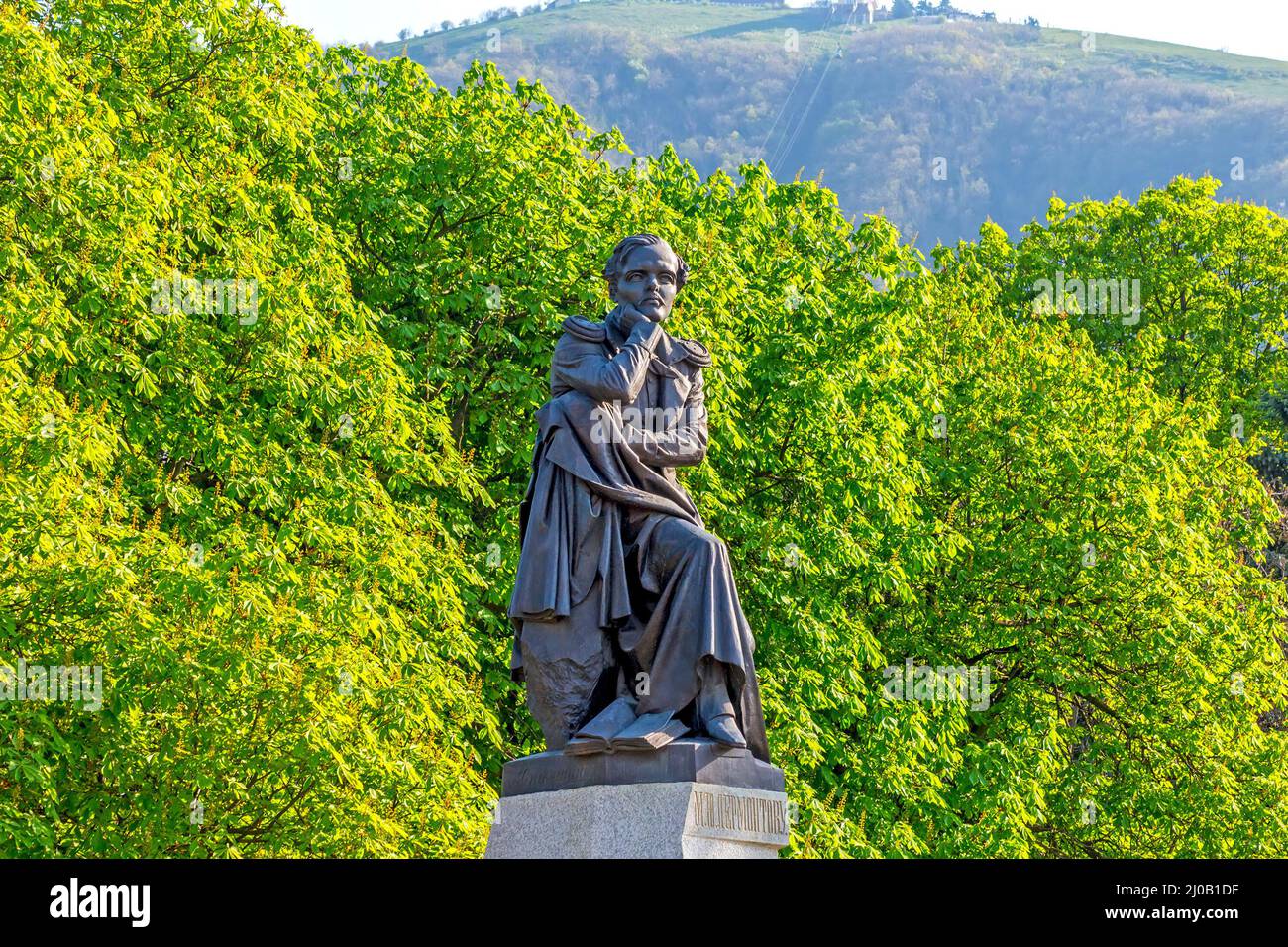 PYATIGORSK, RUSSIA - APRIL28,2018:The best in the Russian monument to poet Mikhail Yurievich Lermontov in Pyatigorsk, Northern Caucasus,Russia (sculpt Stock Photo