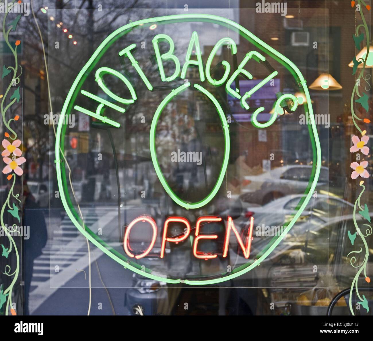 Hot bagels sign Stock Photo Alamy
