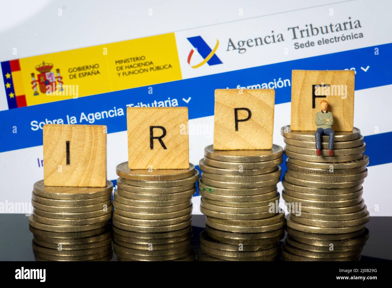 Tax Campaign Spain. Euro Coin IRPF web Background. Declaracion