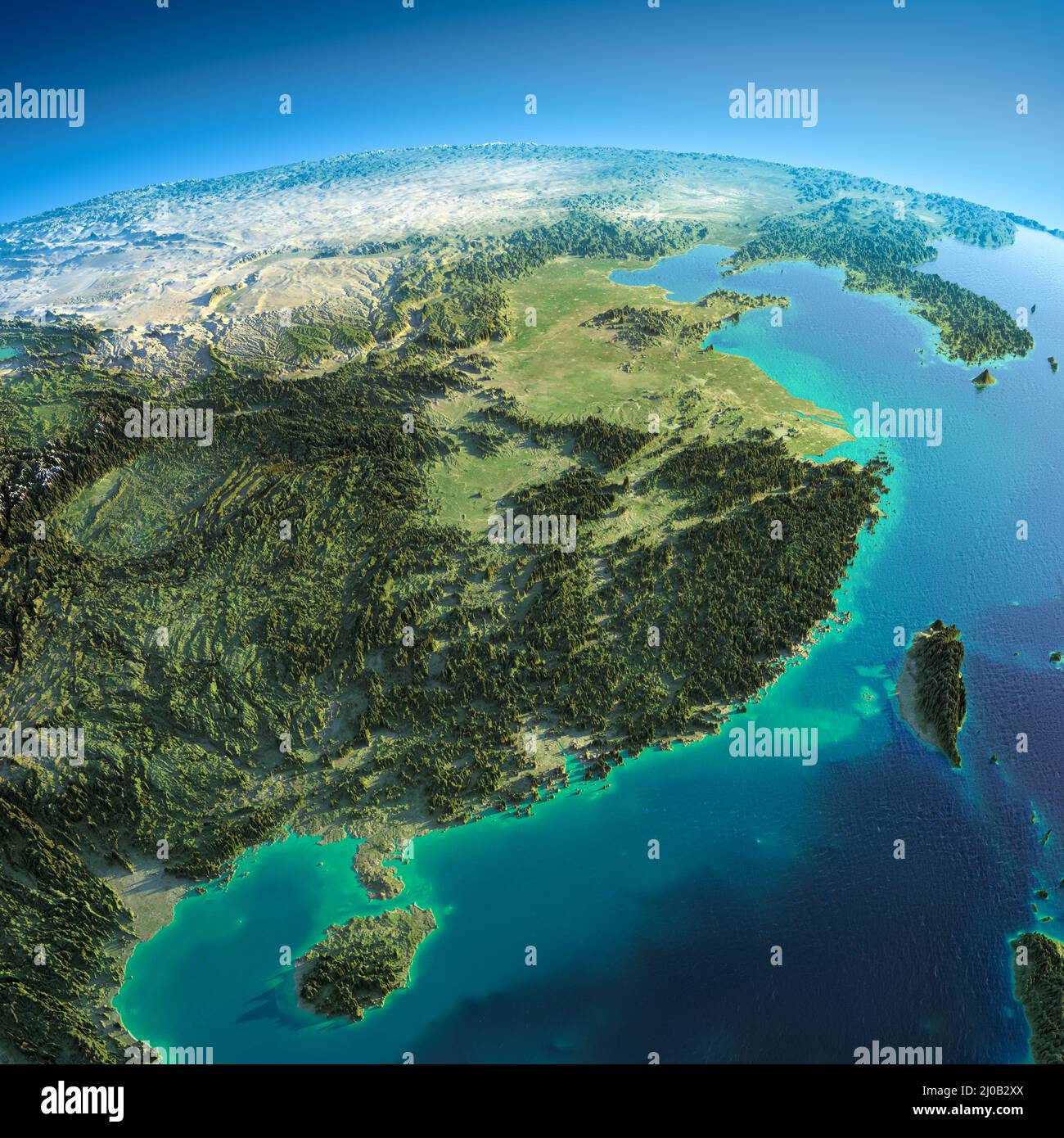 Detailed Earth. Eastern China and Taiwan Stock Photo