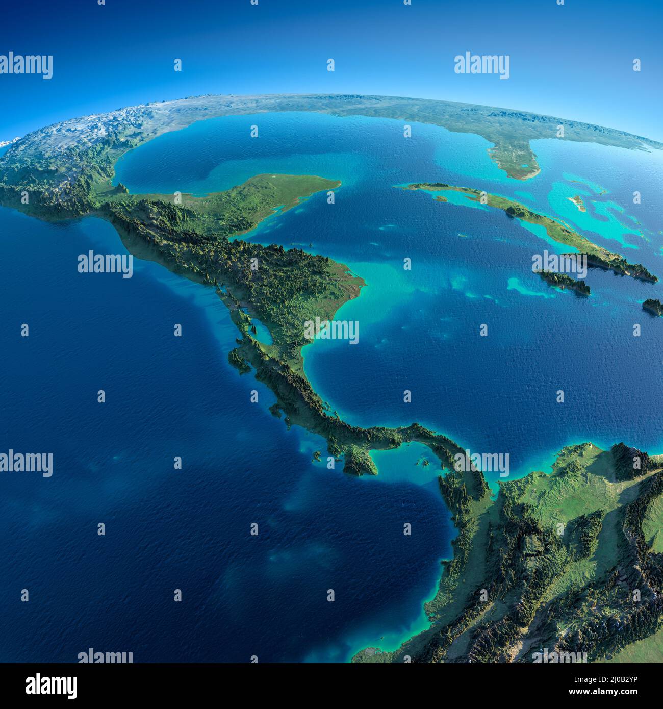 Detailed Earth.The countries of Central America Stock Photo
