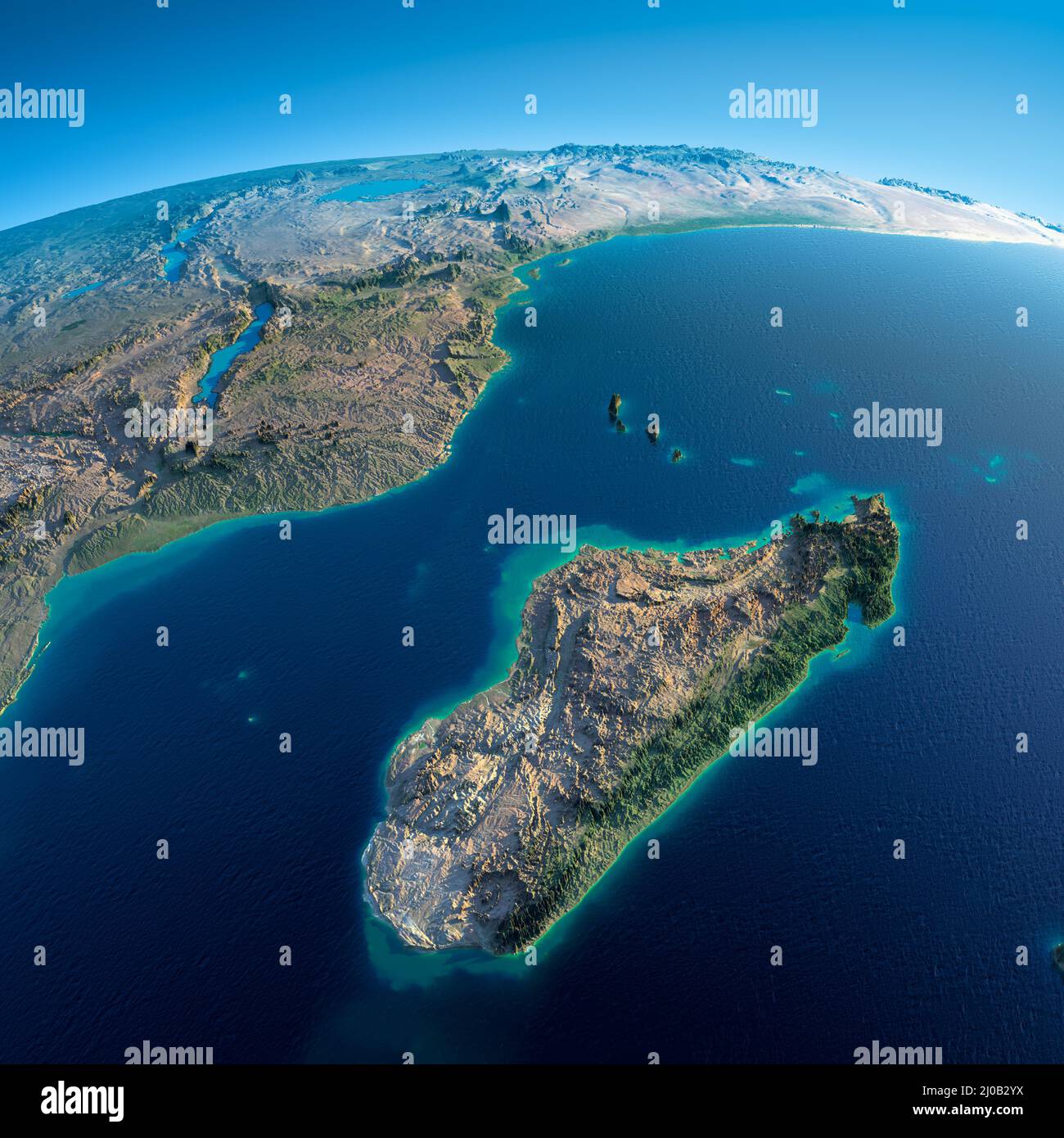Detailed Earth. Africa and Madagascar Stock Photo