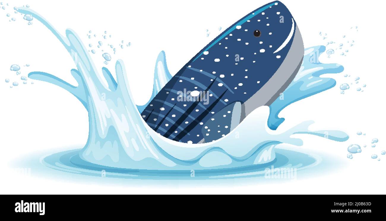A water splash with whale on white background illustration Stock Vector ...