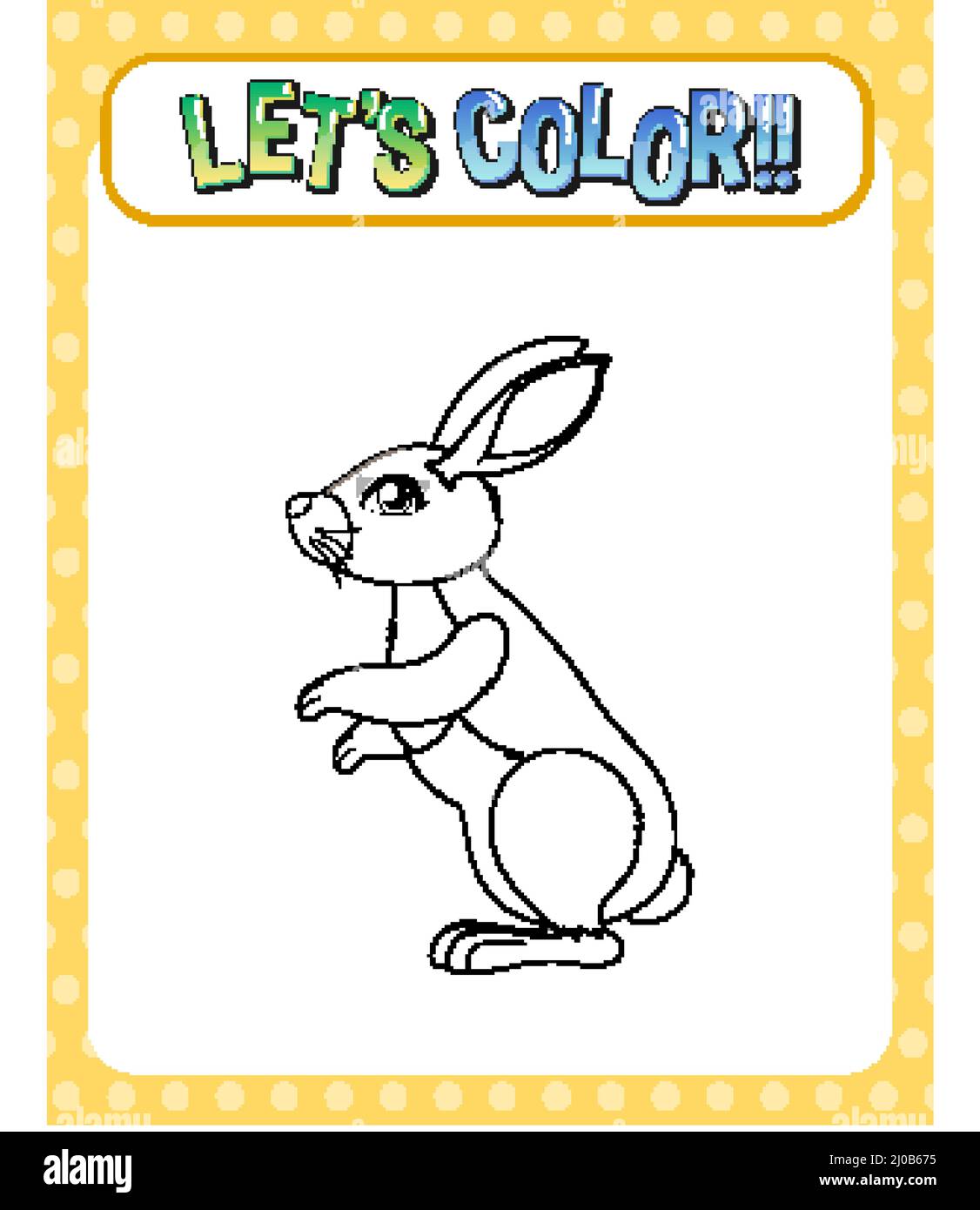 Pro Text Rabbit Worksheets template with let’s color!! text and rabbit outline ...