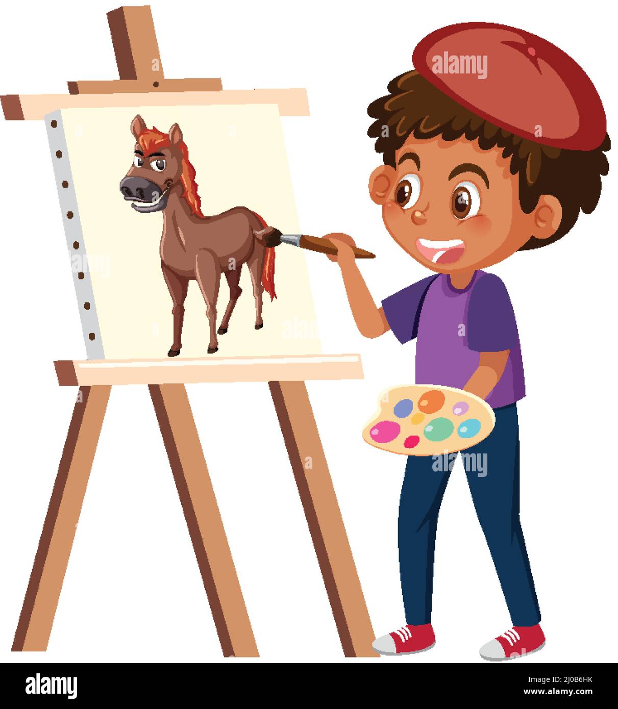 A boy painting on canvas illustration Stock Vector Image & Art - Alamy