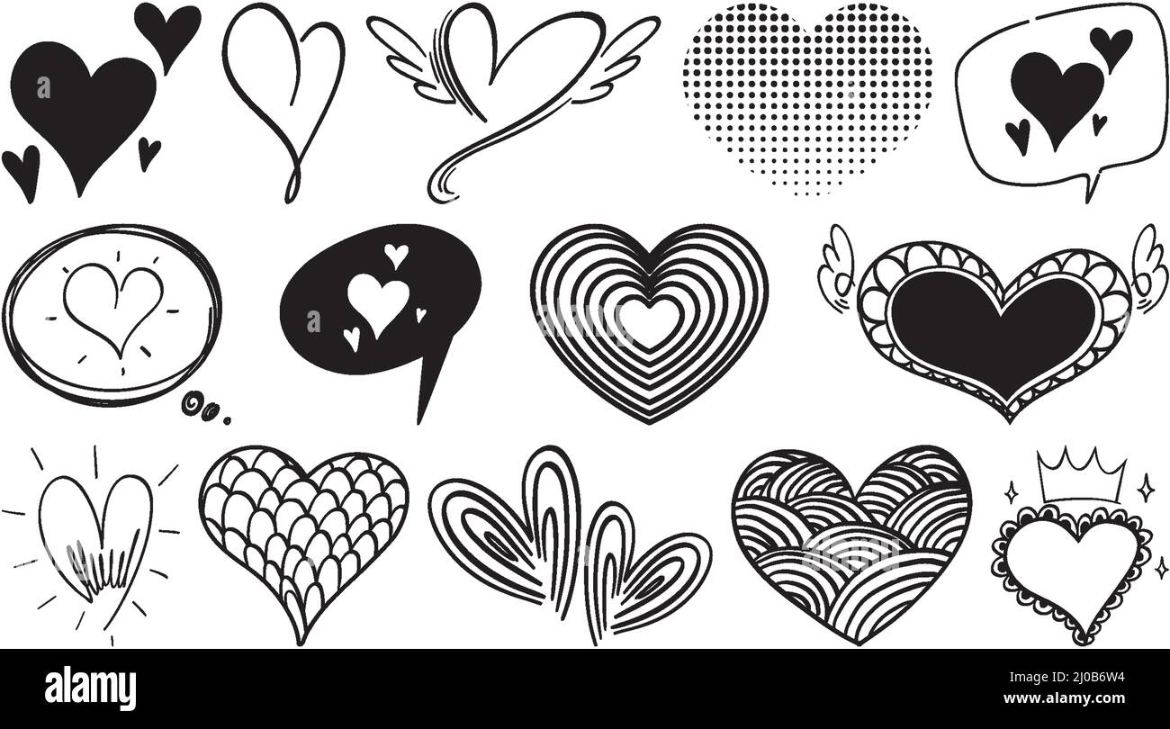 Black hand drawn hearts set illustration Stock Vector Image & Art - Alamy