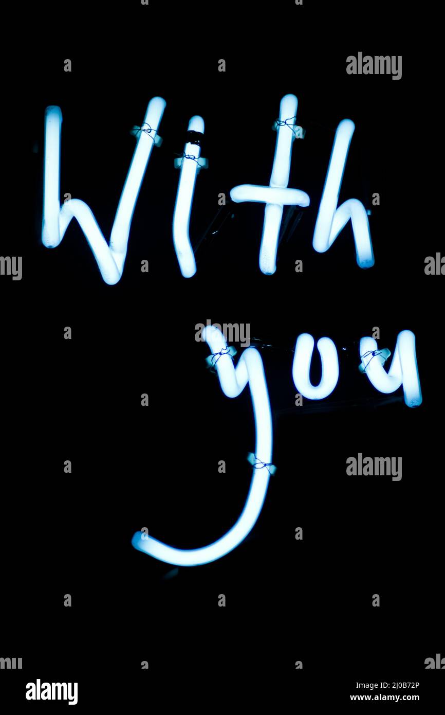 With you neon light sign Stock Photo
