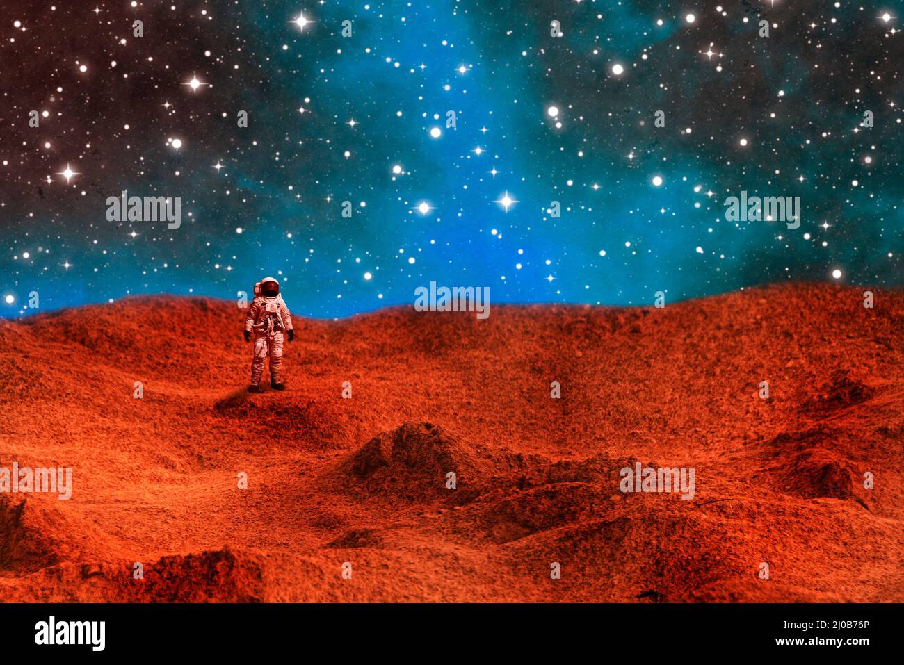 human landing on Mars concept Stock Photo