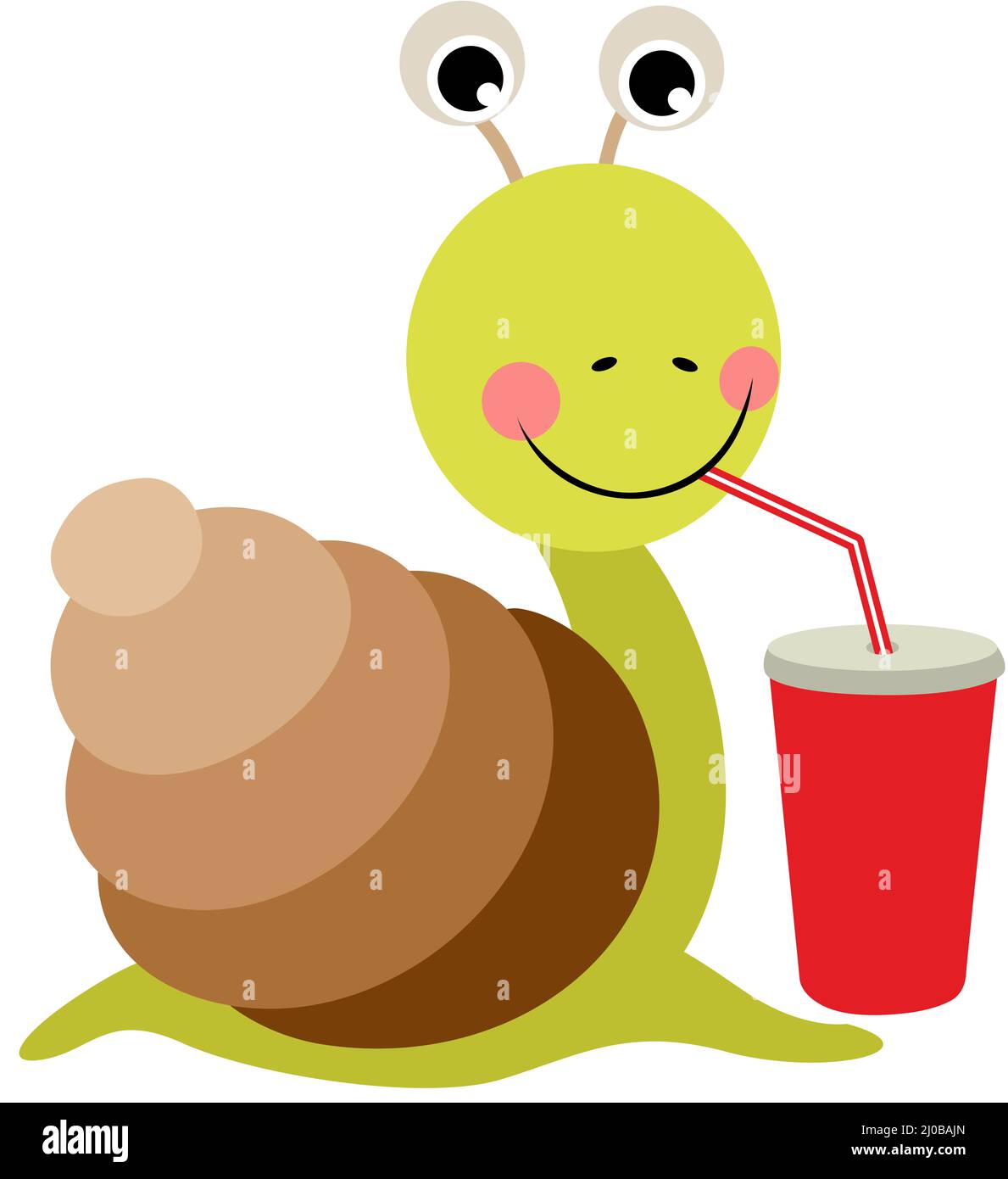 Cute snail drinking a refreshment Stock Photo Alamy