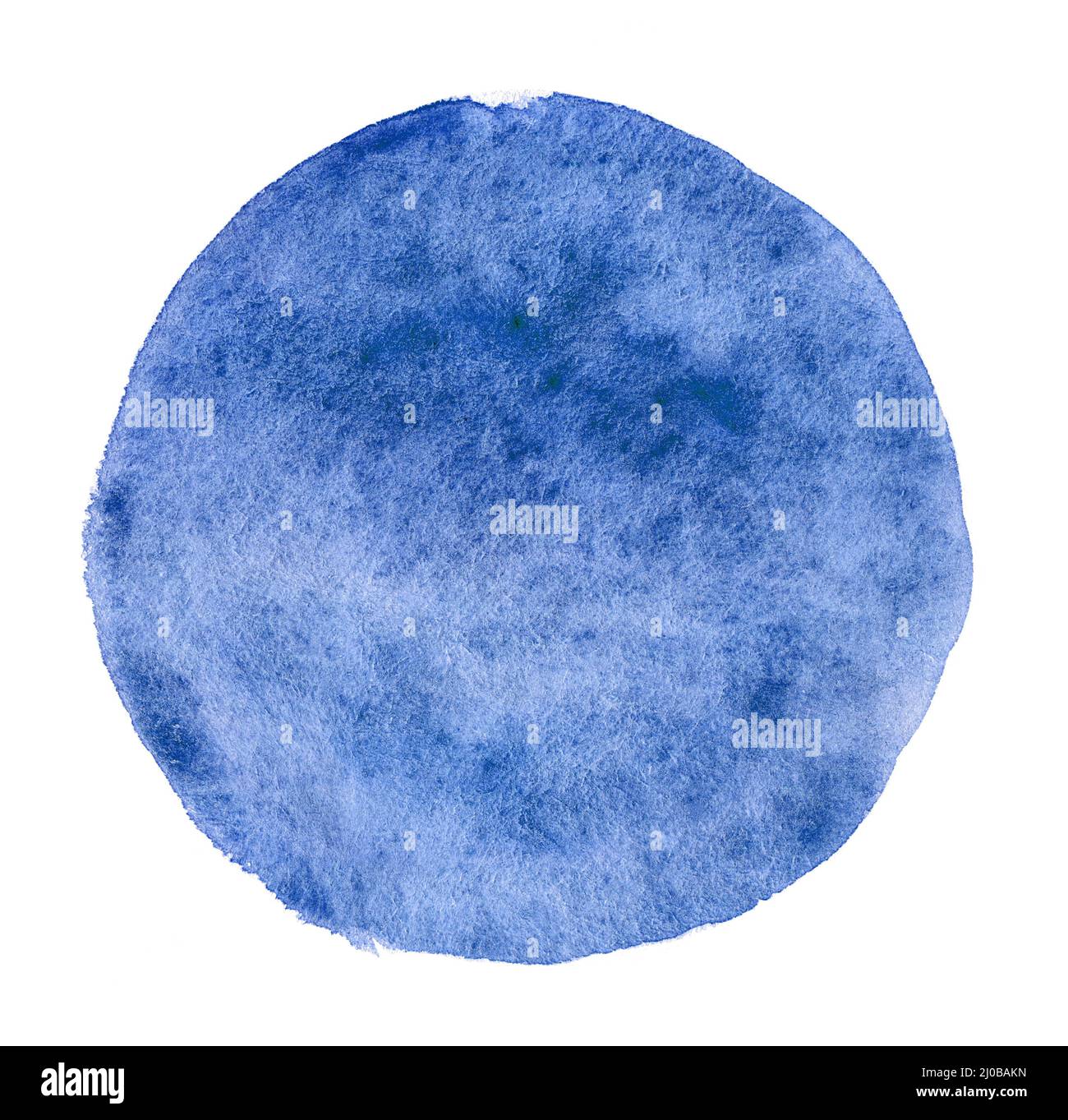 Blue watercolor hand drawn stain on white paper grain texture. Abstract ...
