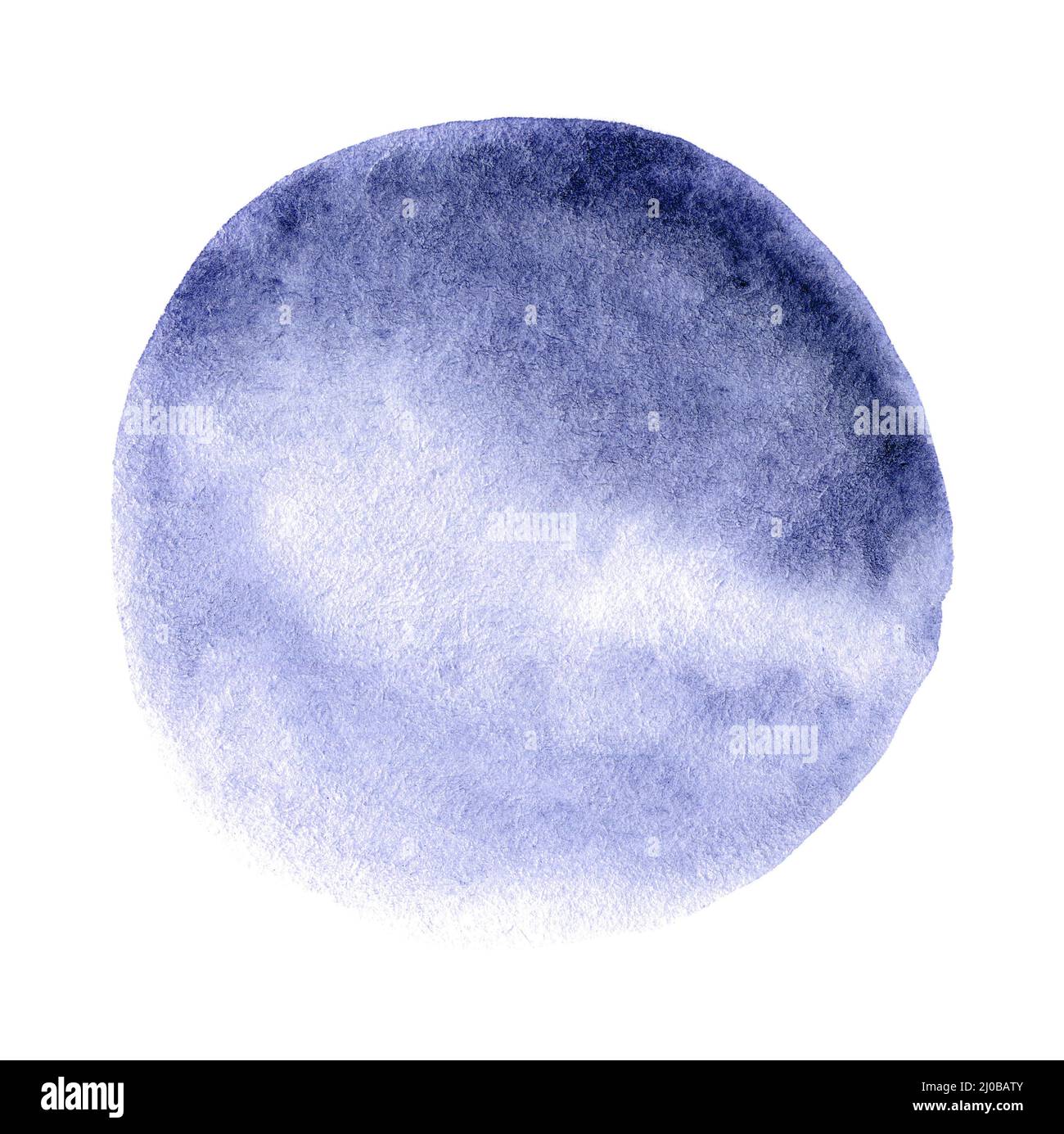 Blue watercolor hand drawn stain on white paper grain texture. Abstract ...