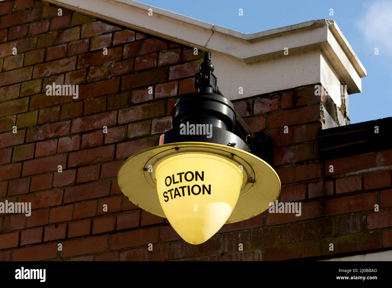 A lamp at Olton railway station, West Midlands, England, UK Stock Photo