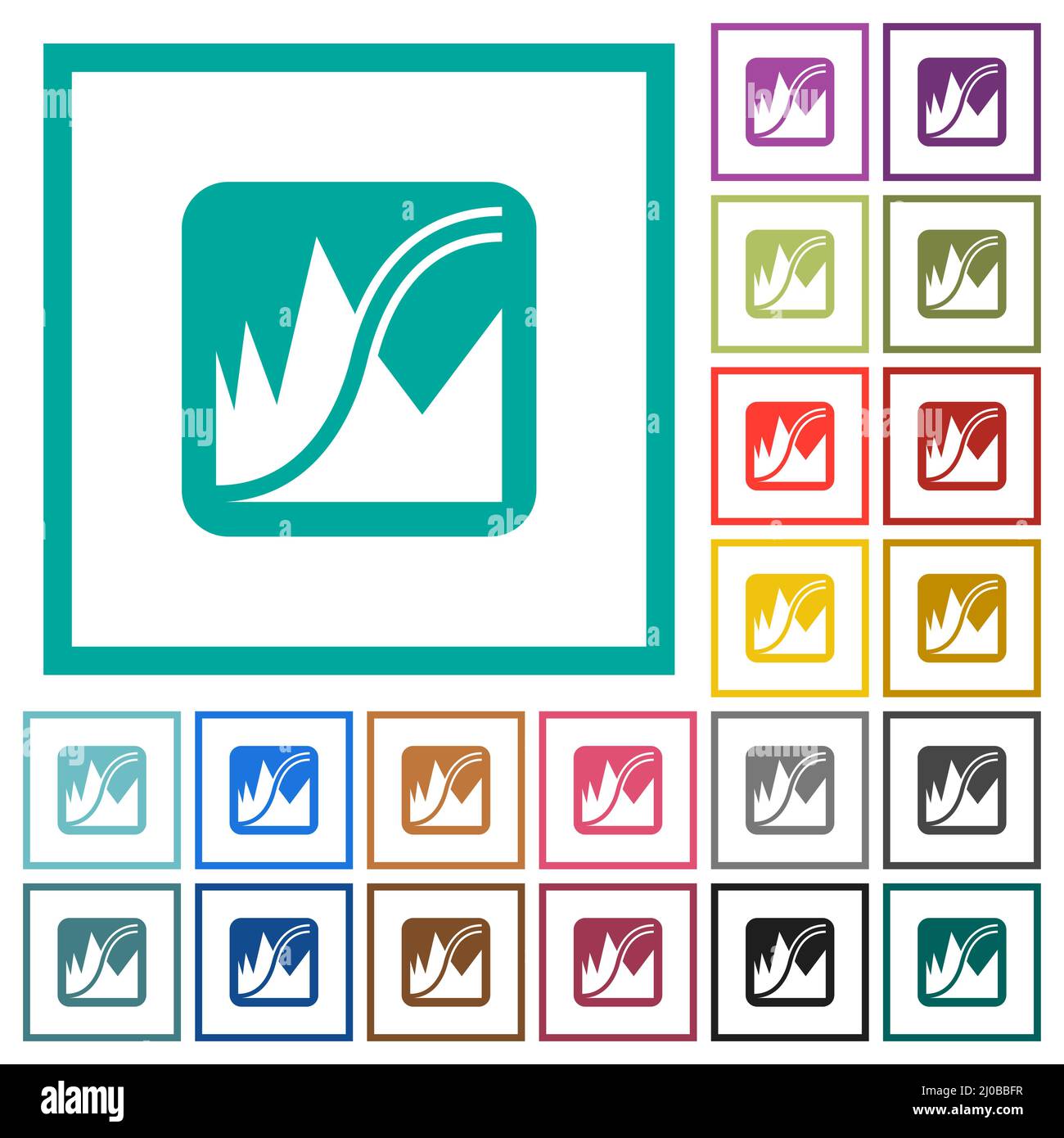 Adjust image curves flat color icons with quadrant frames on white ...