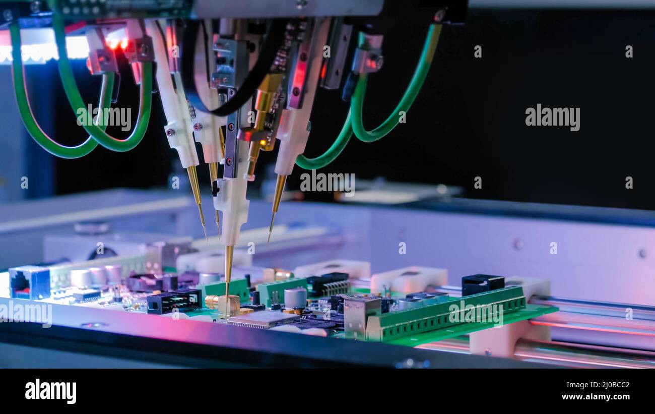 Flying Probe Testing Process Flying probe test at factory - quality testing of printed circuit ...