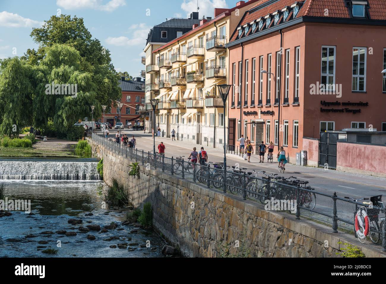 Uppsala, Uppland, Sweden - 07 27 2019 The facades and the banks around the river Stock Photo