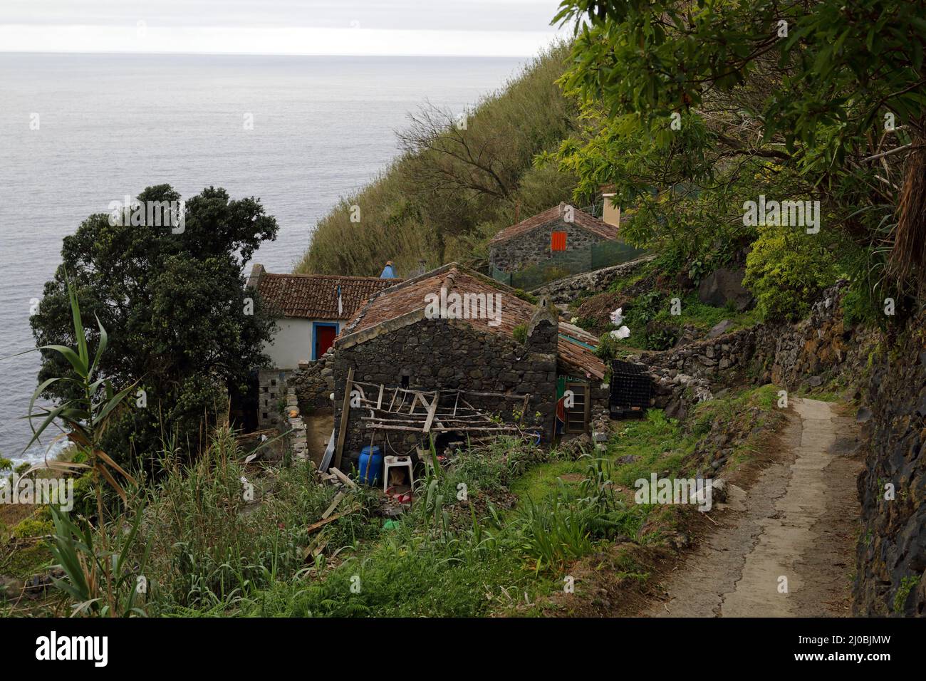 Rural idyl of Rocha Relva village at the south coast of Sao Miguel, Azores Stock Photo