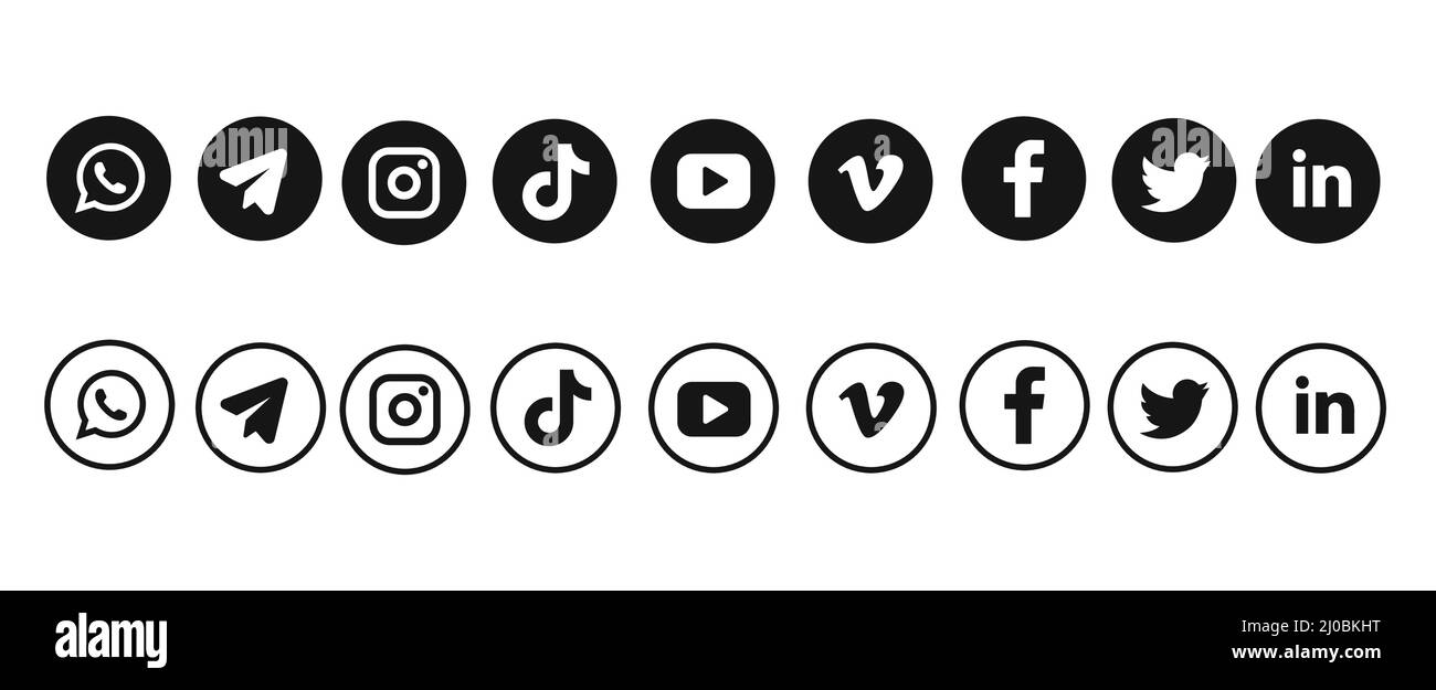 Social media logo. Social media logo set. Popular social media. Stock Vector