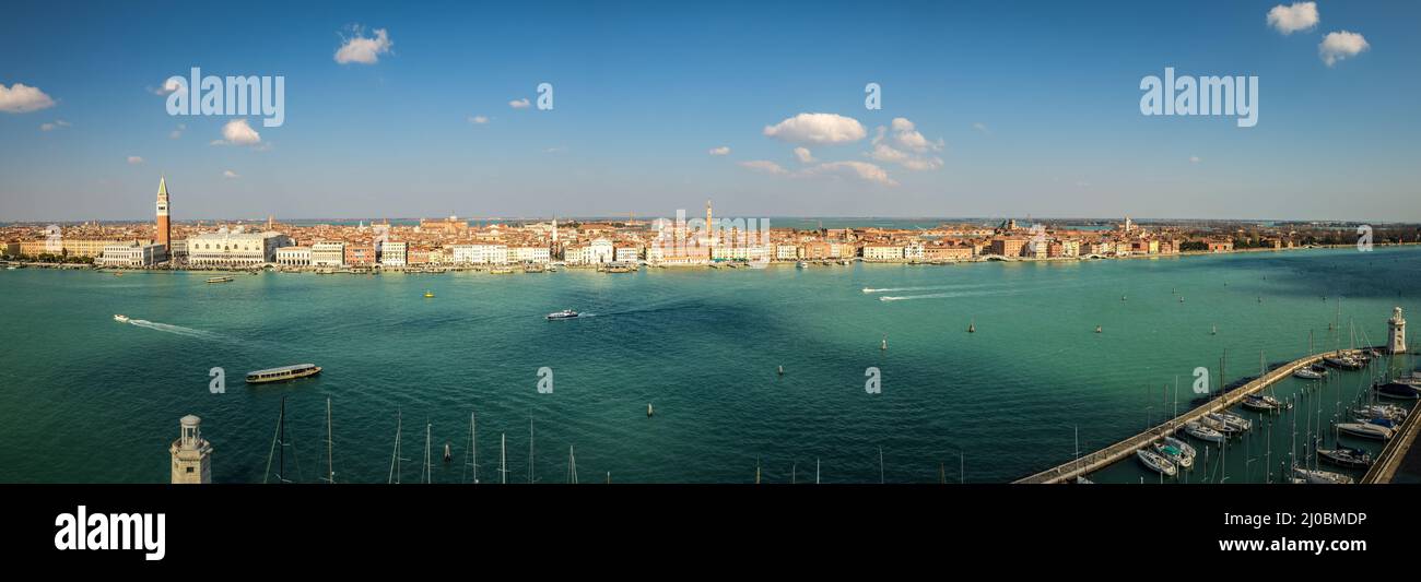 Panorama of View of Venice from San Giorgio Maggiore, Italy Stock Photo