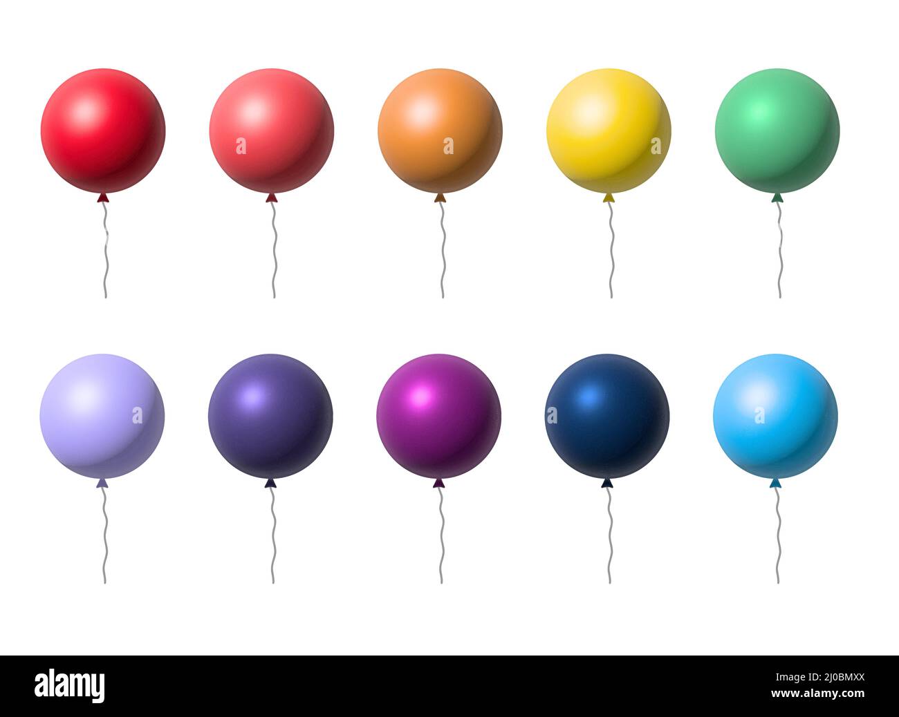 Balloon set isolated on white background. Vector realistic colorful ...