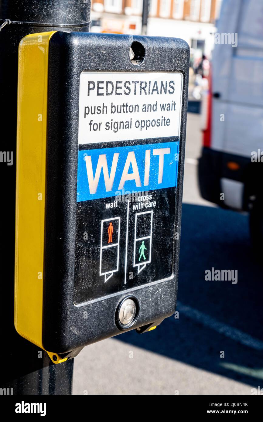 Epsom Surrey London UK, March 17 2022, Automated Pedestrian Road Crossing Signal Stock Photo