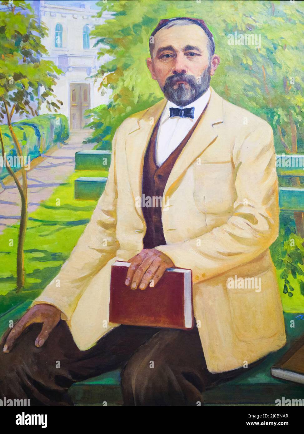 A portrait, picture of the famous Uzbek writer, Abdulla Avloni ...