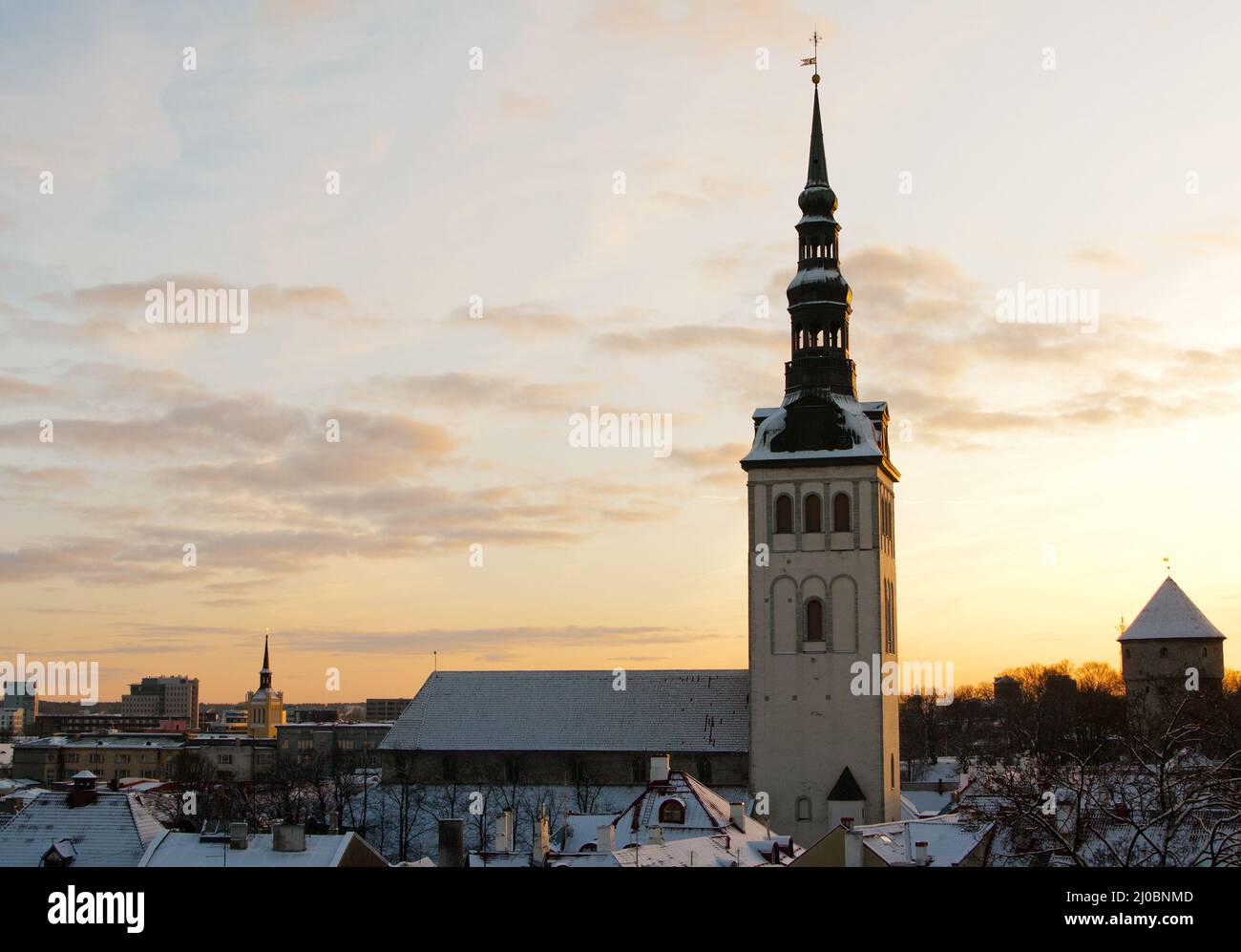 St. Nicholas Concert Hall and Museum in New Year's Eve, Evening Tallinn, Estonia. Stock Photo