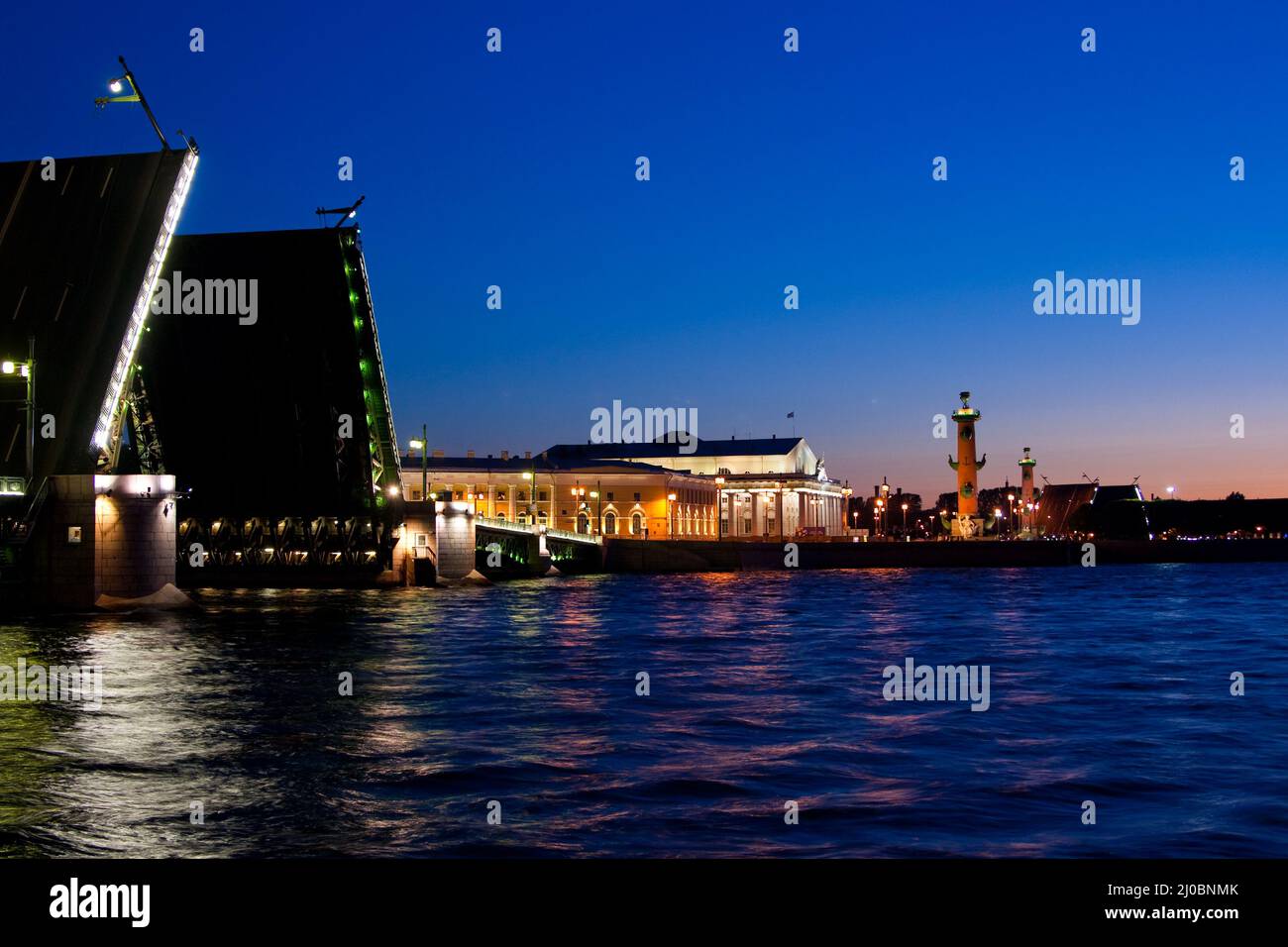Divorced Palace Bridge during the White Nights , St. Petersburg, Russia. July 3, 2010 Stock Photo