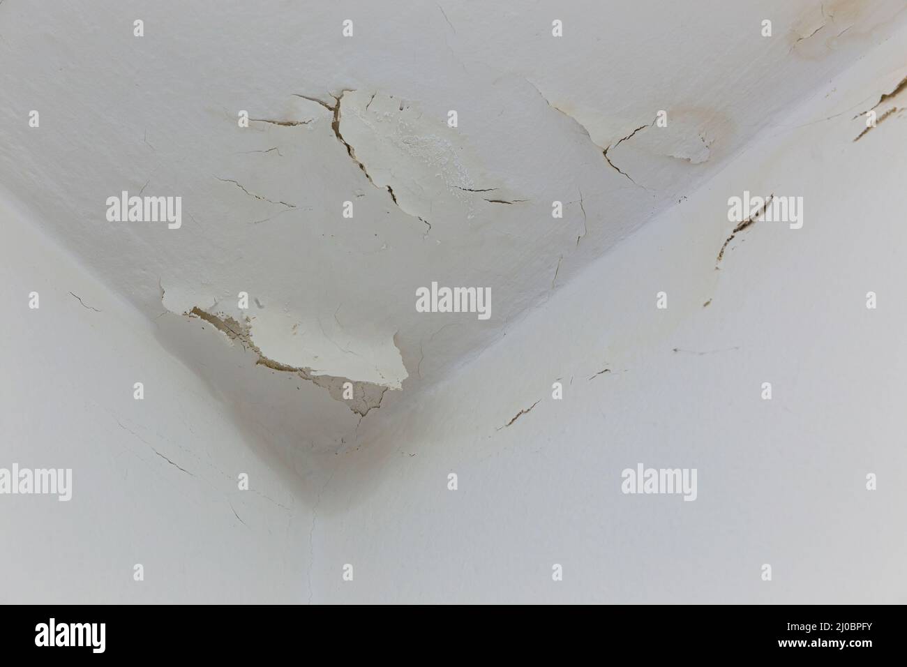 Ceiling With Peeling Paint, Water Infiltration Stock Photo