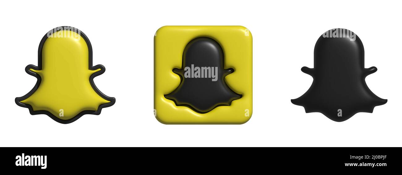 Snapchat logo. 3d vector. Snapchat social network 3d icon.  Stock Vector