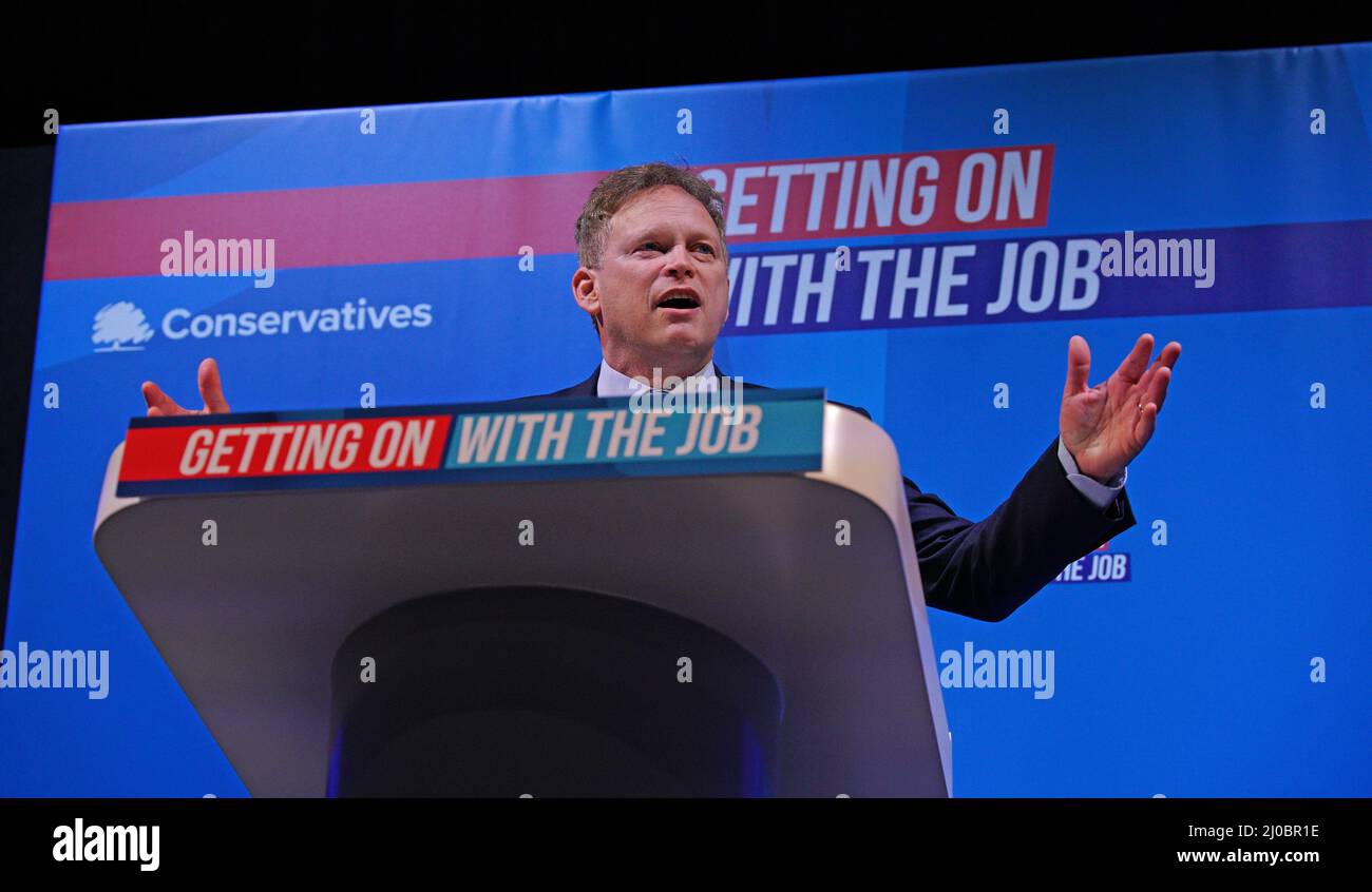 Transport Secretary Grant Shapps speaking during the Conservative Party