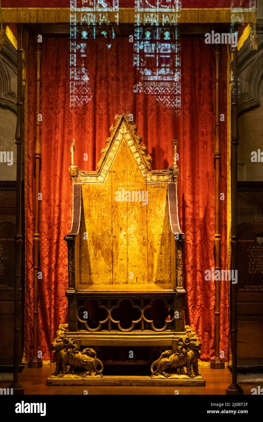 England, London, Westminster Abbey, The Coronation Chair Stock Photo