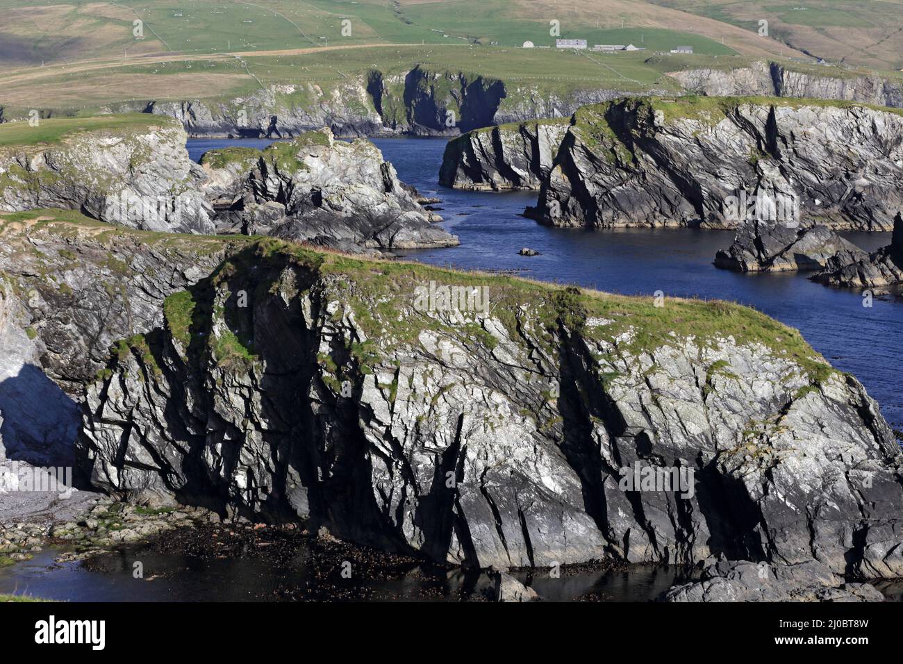 Cliff coast of Southern Mainland, Shetland islands, Scotland Stock Photo
