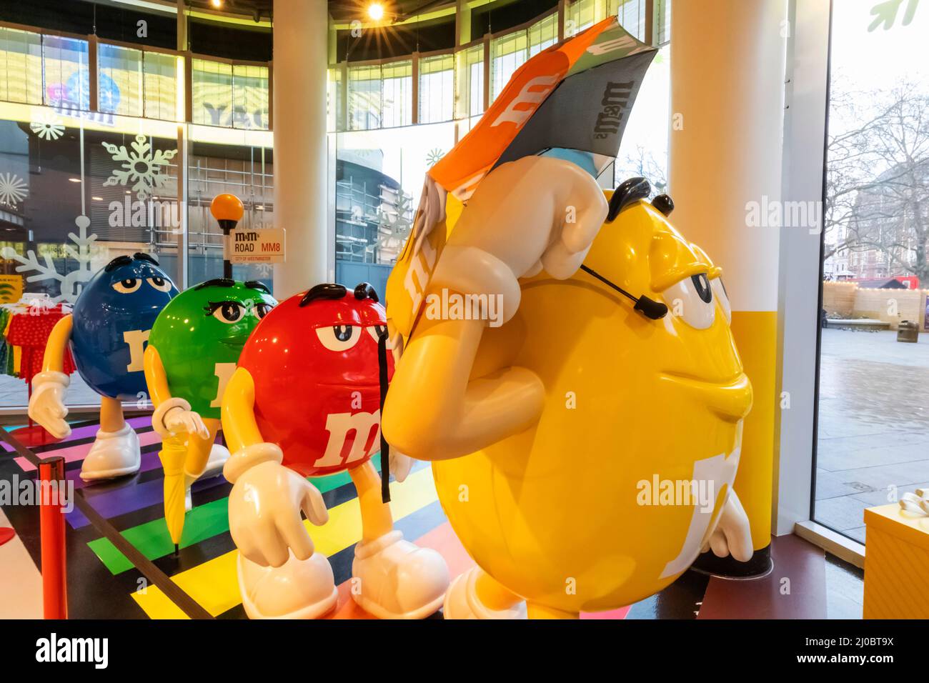 England, London, Leicester Square, M&M's World Store, Window Display of Giant  M&M Figures Stock Photo - Alamy