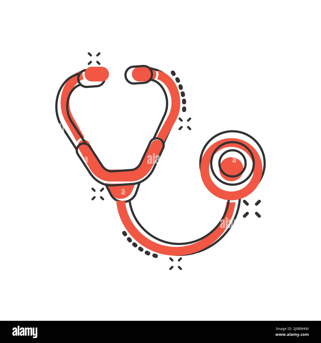 Stethoscope icon in comic style. Heart diagnostic cartoon vector  illustration on isolated background. Medicine splash effect sign business  concept Stock Vector Image & Art - Alamy