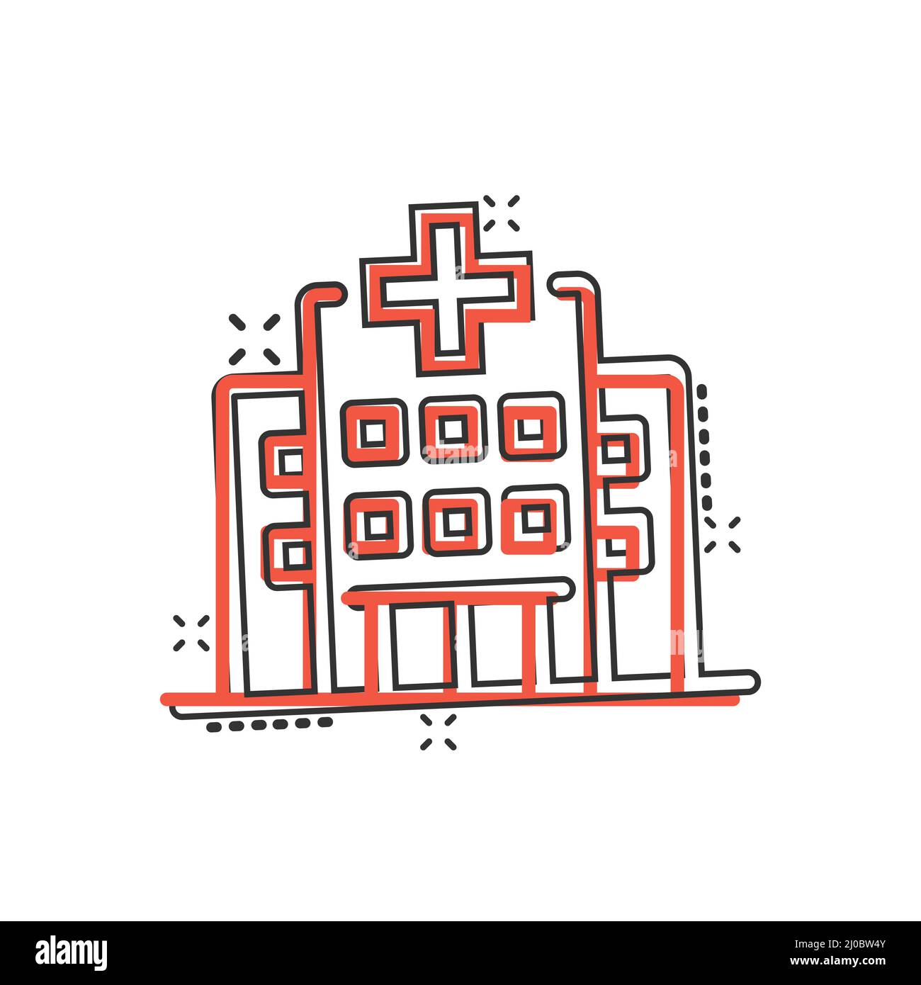 Hospital Building Icon In Comic Style Medical Clinic Cartoon Vector