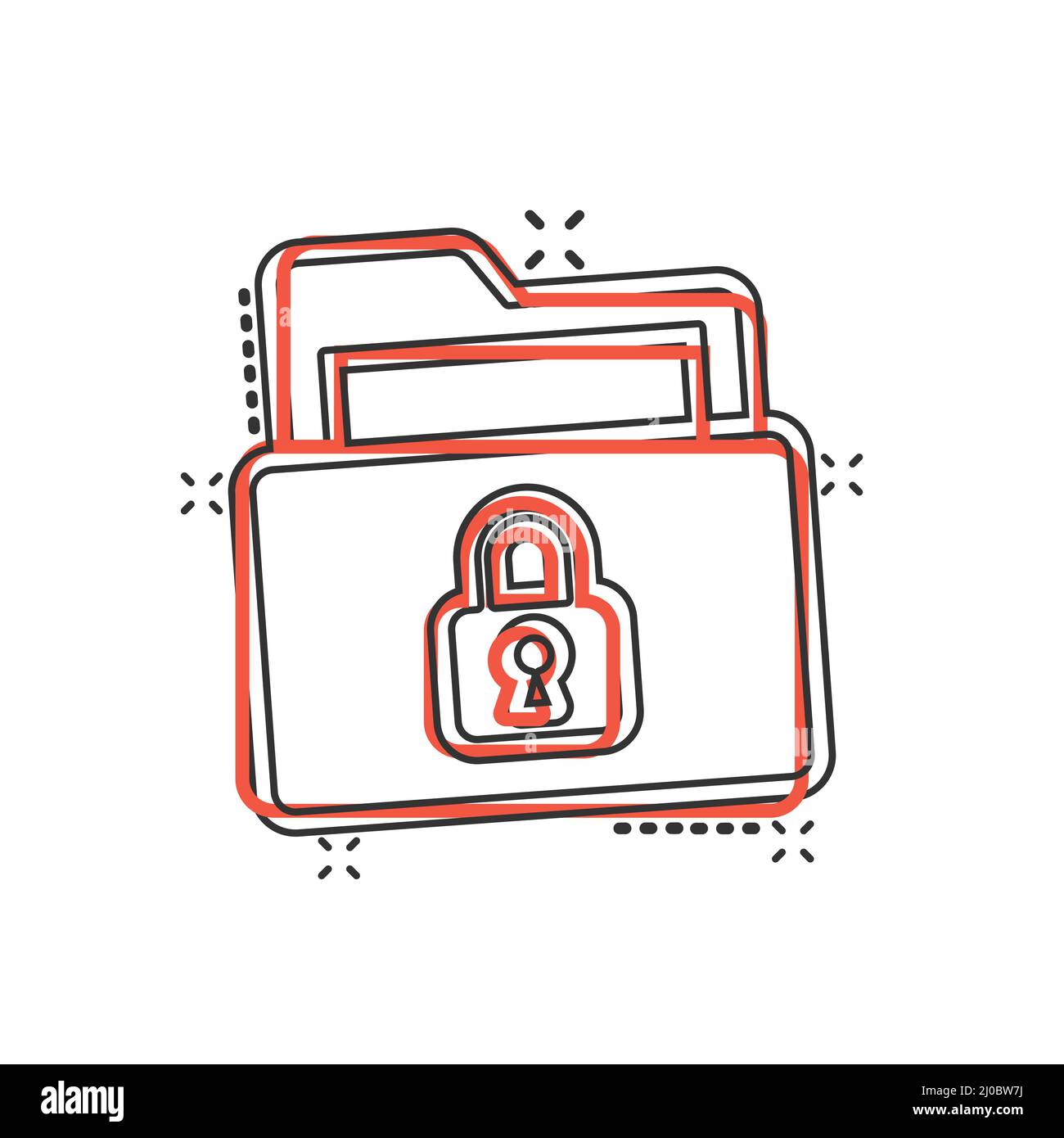 Files folder permission icon in comic style. Document access cartoon ...