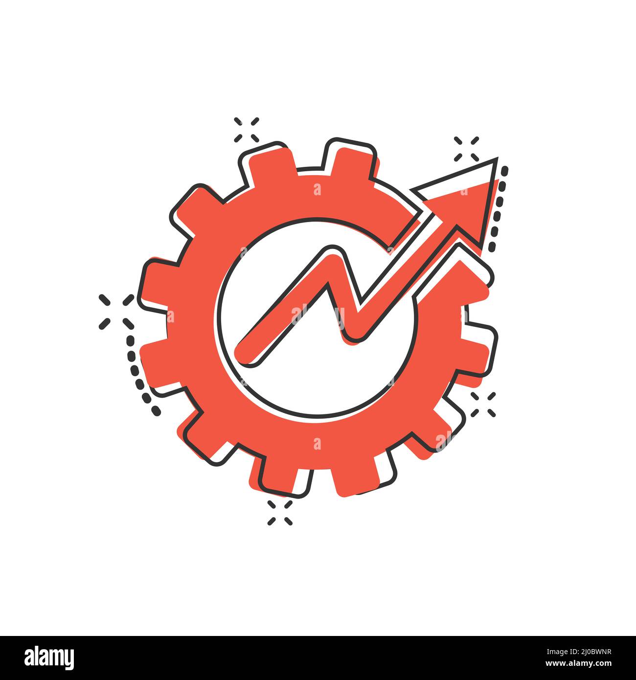Productivity icon in comic style. Process strategy cartoon vector ...