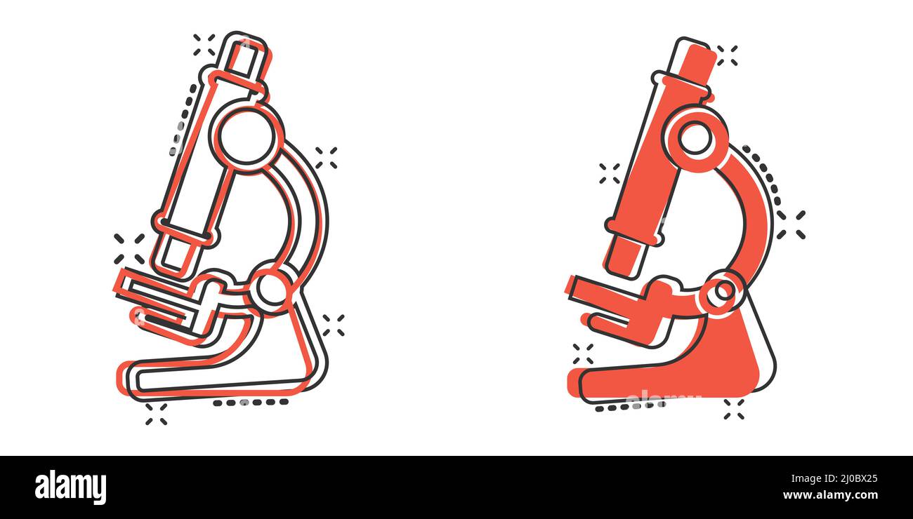 Microscope icon in comic style. Laboratory magnifier cartoon vector ...