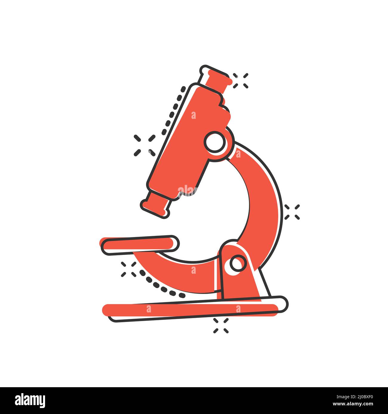 Microscope icon in comic style. Laboratory magnifier cartoon vector ...