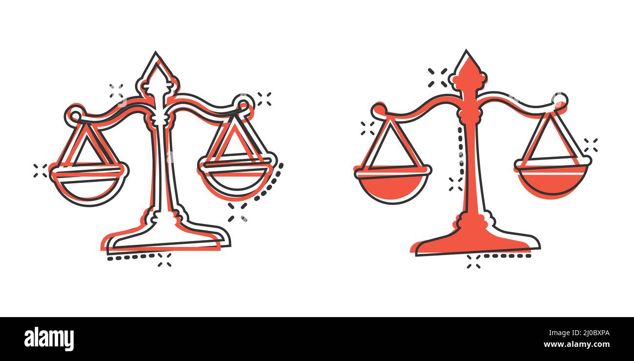 Scales icon in comic style. Libra cartoon vector illustration on ...
