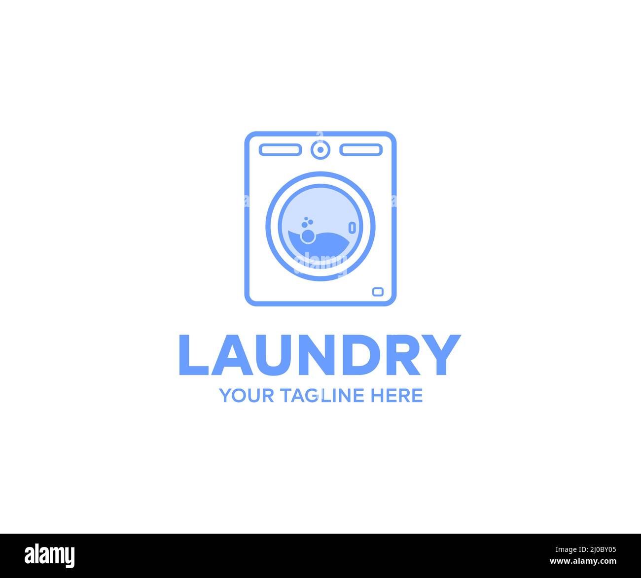 Modern washing machine with laundry logo design. Laundry, dryer, washing machine vector design and illustration. Stock Photo