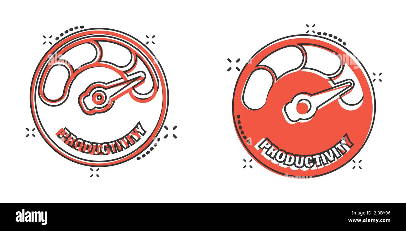 Productivity icon in comic style. Process strategy cartoon vector ...