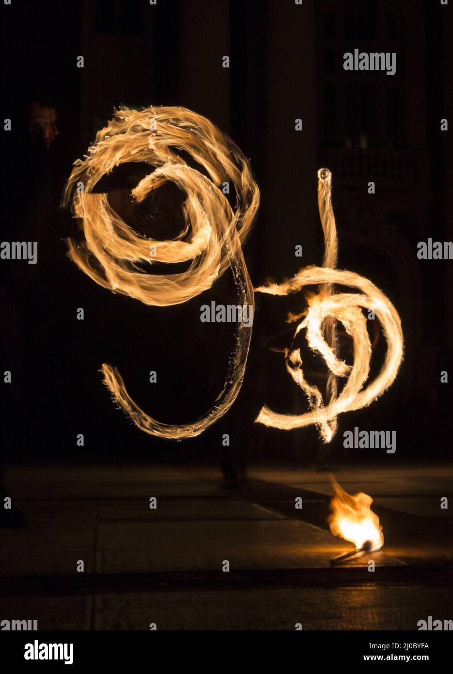 Earth hour fire show horizontal Stock Photo