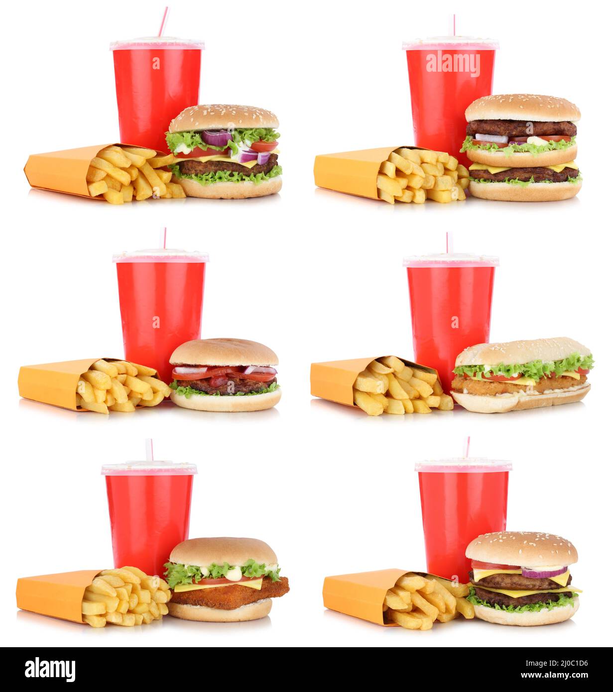 Hamburger Collection Collage Cheeseburger Menu French Fries Drink Free Frame Stock Photo